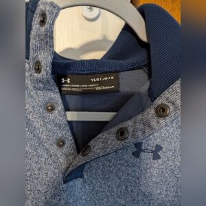 Under armour pullover sweater sweatshirt navy blue large ylg (bonus shirt(